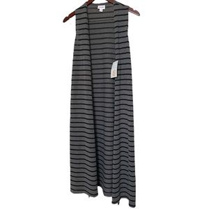 GRAY AND BLACK STRIPED JOY DUSTER • LULAROE